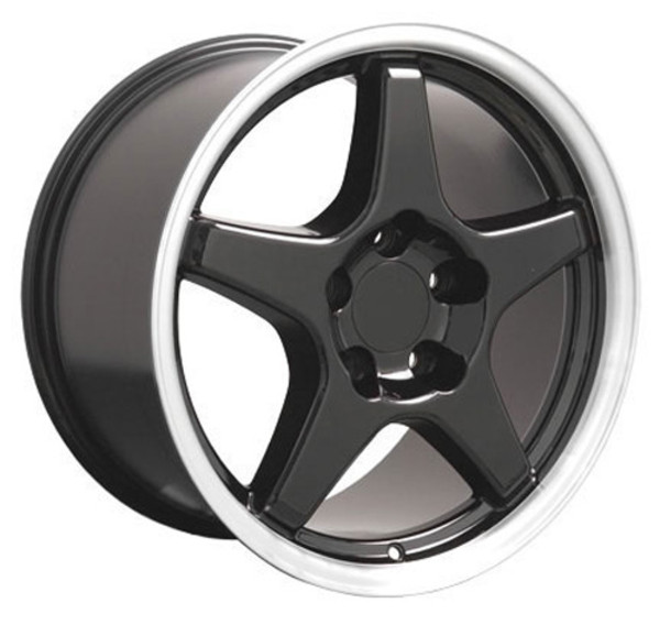 OE Wheels Corvette C4 ZR1 Replica Wheels - Black w/machined lip 17x9.5" (56mm Offset) Set of 4