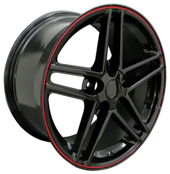 OE Wheels Corvette C6 Z06 Replica Wheel - Black w/Red Stripe 17x9.5" (54mm Offset) - Set of 4